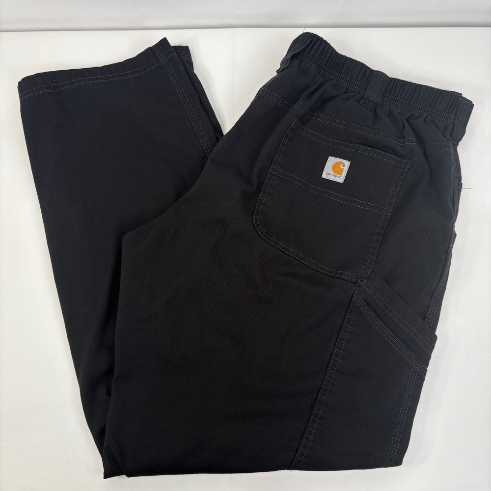 Carhartt Mens Black Ripstop Cargo Pants Regular Stretch Workwear C56418 XL